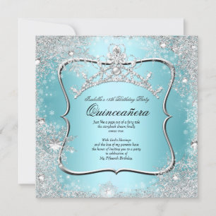 Quinceanera 15th Winter Wonderland Silver Blue Invitation