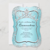 Quinceanera 15th Winter Wonderland Silver Blue Invitation (Front)