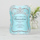 Quinceanera 15th Winter Wonderland Silver Blue Invitation (Standing Front)