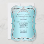 Quinceanera 15th Winter Wonderland Silver Blue Invitation (Back)
