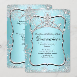 Quinceanera 15th Winter Wonderland Silver Blue Invitation