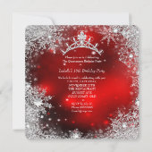 Quinceanera 15th Winter Wonderland Silver Red Invitation (Back)