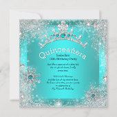 Quinceanera 15th Winter Wonderland Silver Teal 3 Invitation (Front)