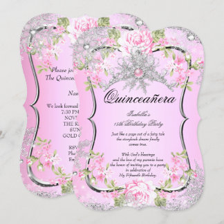 Quinceanera 15th Winter Wonderland Sweet Pink Invitation