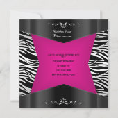 Quinceanera 15th Zebra Pink Black Silver Tiara Invitation (Back)
