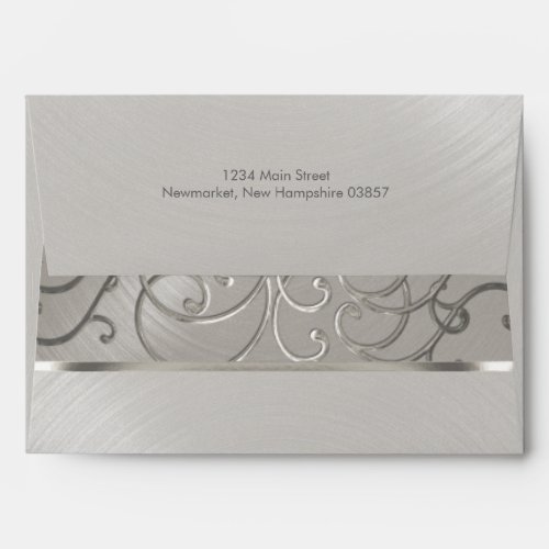 Quinceanera All Silver Filigree Swirls Envelope