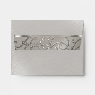 Quinceanera All Silver Filigree Swirls Envelope