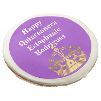 Quinceanera And Gold Crown Sugar Cookie by customcookiez at Zazzle