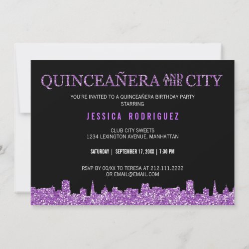 QUINCEAERA AND THE CITY Mis Quince Birthday Party Invitation