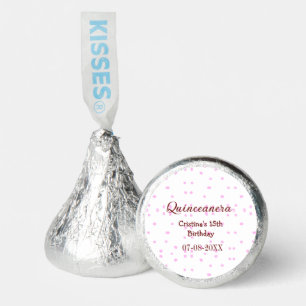 Quinceanera anos 15th birthday add name pink dots hershey®'s kisses®