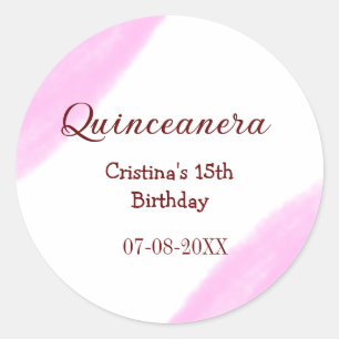 Quinceanera anos 15th birthday add name texture ye classic round sticker
