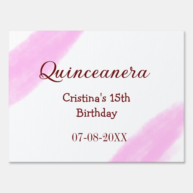 Quinceanera anos 15th birthday add name texture ye sign (Front)