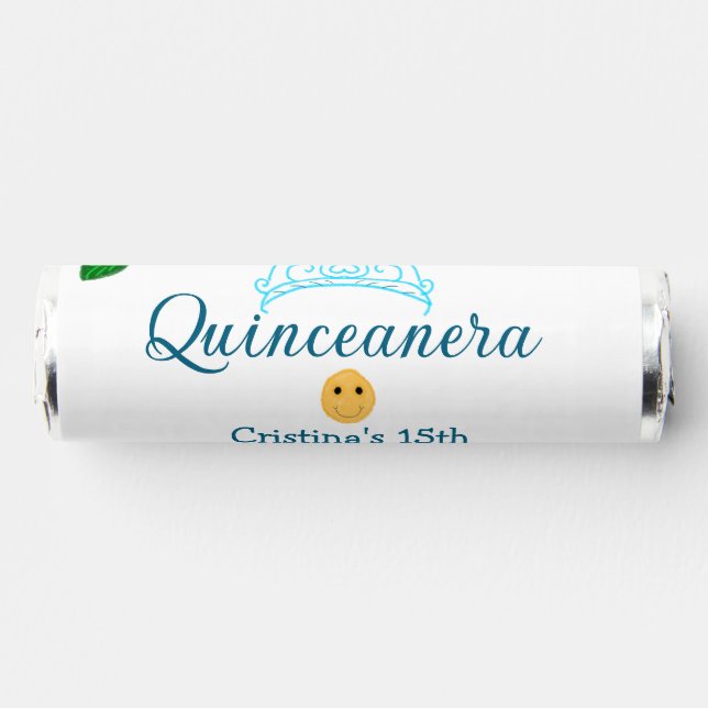 Quinceanera anos 15th birthday blue rose crown art breath savers® mints (Front)