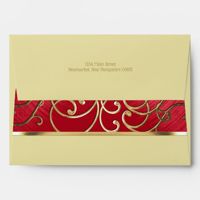 Quinceañera Any Color Gold Filigree Envelope (Back (Top Flap))