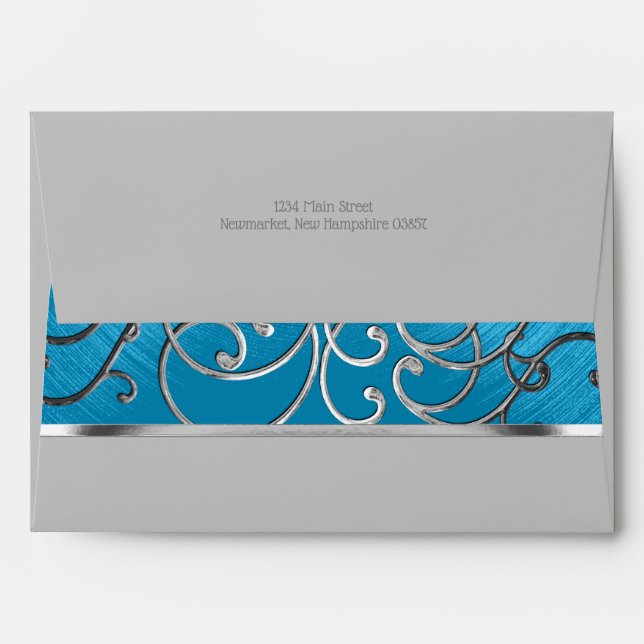 Quinceañera Any Color Silver Filigree Envelope (Back (Top Flap))