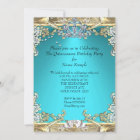 Quinceanera Aqua Teal Gold 15th Birthday Party