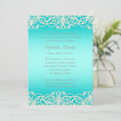Quinceanera Aqua Turquoise Sparkle and Lace Invitation (Standing Front)