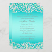Quinceanera Aqua Turquoise Sparkle and Lace Invitation (Front/Back)