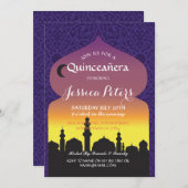 Quinceañera Arabian Nights Birthday Purple Invite (Front/Back)