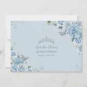 Quinceañera Baby Blue Floral Butterflies 16th Invitation (Back)