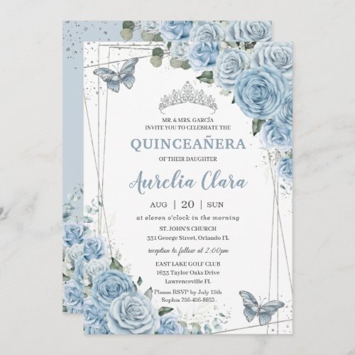 Quinceañera Baby Blue Floral Butterflies 16th 