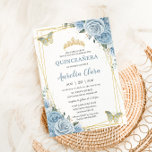 Quinceañera Baby Blue Floral Gold Butterflies 16th Invitation<br><div class="desc">Personalize this lovely quinceañera / sweet 16 invitation with own wording easily and quickly,  simply press the customize it button to further re-arrange and format the style and placement of the text.  Matching items available in store!  (c) The Happy Cat Studio</div>