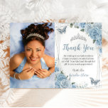 Quinceañera Baby Blue Floral Photo Thank You Card<br><div class="desc">Personalize this lovely quinceañera / sweet 16 photo / picture thank you card with your own wording easily and quickly. Simply click the "Edit Using Design Tools" button to modify the text, wording, font style, font size, and font color. You can also add or remove text, and move or remove...</div>