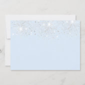 Quinceanera baby blue silver glitter party save the date (Back)