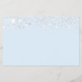Quinceanera baby blue silver glitter save the date (Back)