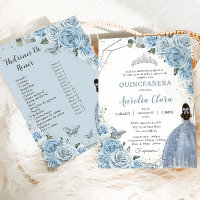 Quinceañera Baby Soft Blue Floral 15 Años Padrinos