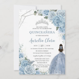 Quincea&#241;era Baby Soft Blue Floral Princess 15 A&#241;os Invitation