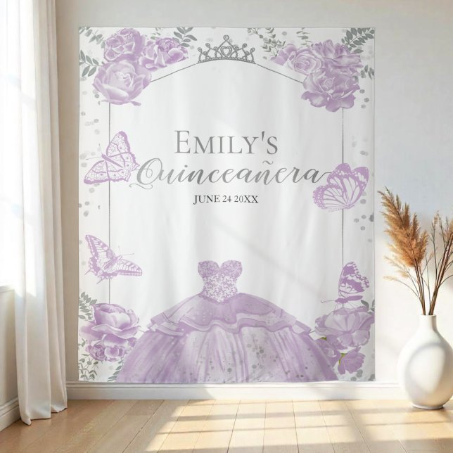 Quinceanera Backdrop Lavender Dress Floral Silver (Creator Uploaded)