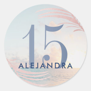 Quinceañera Beach 15th Birthday Favor Classic Round Sticker