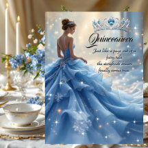 Quinceanera Birthday Cinderella Blue Silver Dress
