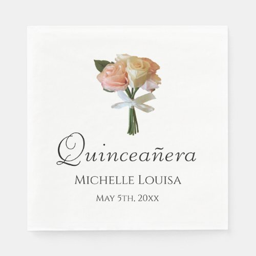 Quinceaera Birthday Elegant Roses Party   Napkins