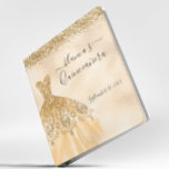 Quinceanera Birthday Gold Dress Champagne Foil  3 Ring Binder<br><div class="desc">This design may be personalized in the area provided by changing the photo and/or text. Or it can be customized by choosing the click to customize further option and delete or change the color of the background, add text, change the text color or style, or delete the text for an...</div>
