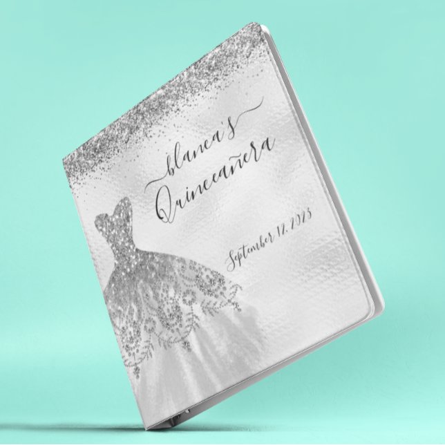Quinceanera Birthday Gold Dress Champagne Foil   3 Ring Binder (Creator Uploaded)