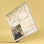 Quinceanera Birthday Gold Glitter Drips Champagne  3 Ring Binder<br><div class="desc">This design may be personalized in the area provided by changing the photo and/or text. Or it can be customized by choosing the click to customize further option and delete or change the color of the background, add text, change the text color or style, or delete the text for an...</div>
