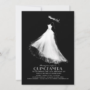 Quinceañera Birthday Invitation Black