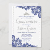 Quinceañera Birthday Invitation | Blue and Silver (Front)