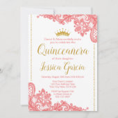 Quinceañera Birthday Invitation | Coral & Gold (Front)