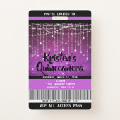 Quinceanera Birthday Invitations, Sweet 16 Invite Badge (Front)