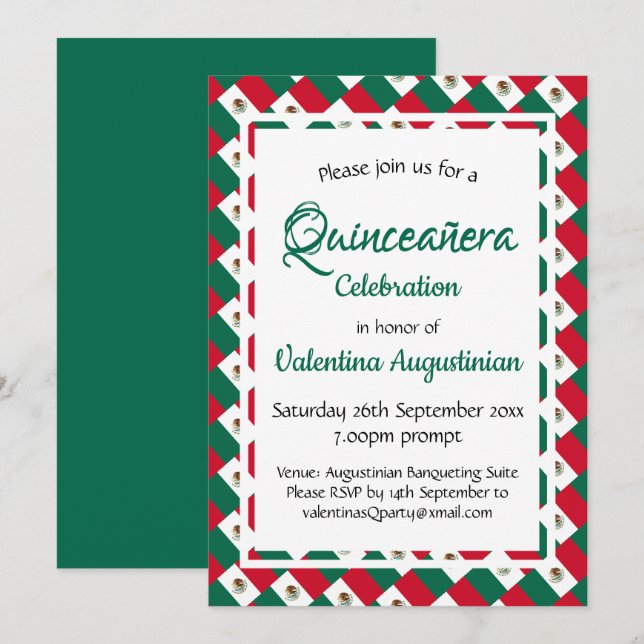 Quinceañera Birthday MEXICO Personalized Invitation (Front/Back)