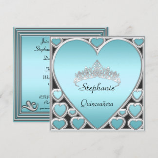 Quinceañera Birthday Party blue Invitation