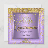 Quinceanera Birthday Party Gold Lavender Purple Invitation (Front)