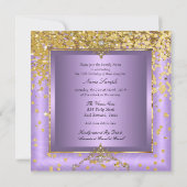 Quinceanera Birthday Party Gold Lavender Purple Invitation (Back)
