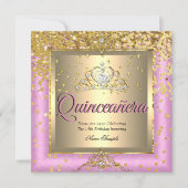 Quinceanera Birthday Party Gold Pink Invitation (Front)