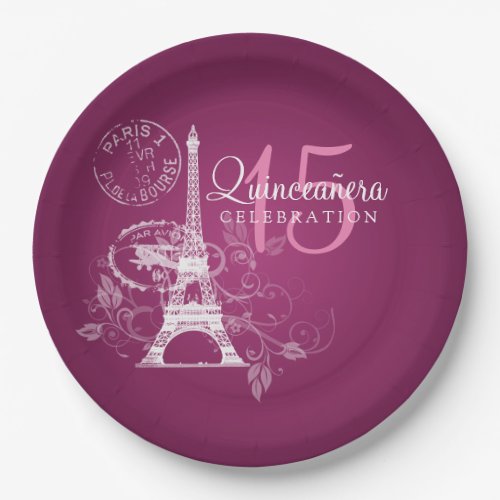 Quinceanera Birthday Party Paris Pink Paper Plates