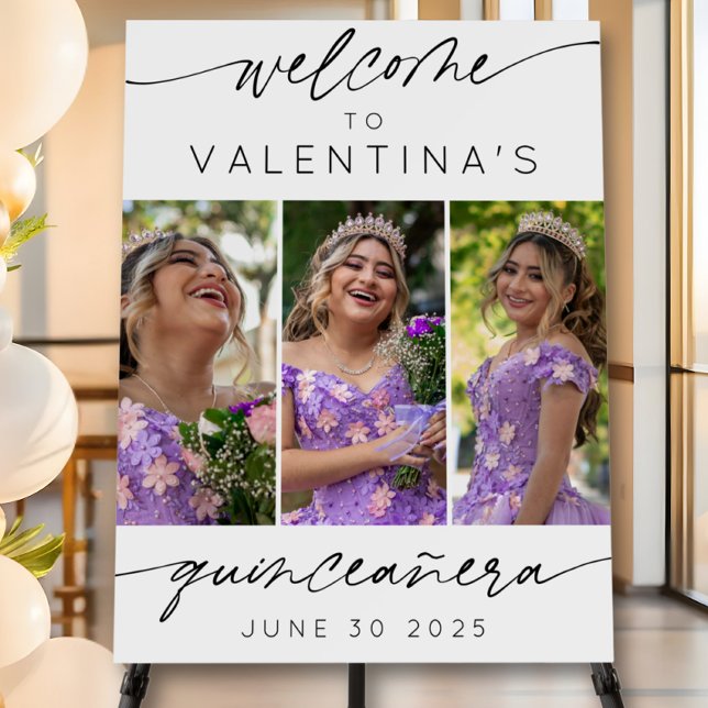 Quinceanera Birthday Party Photo Collage Welcome Foam Board (Creator Uploaded)