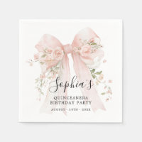 Quinceanera Birthday Party Pink Bow Roses Cocktail